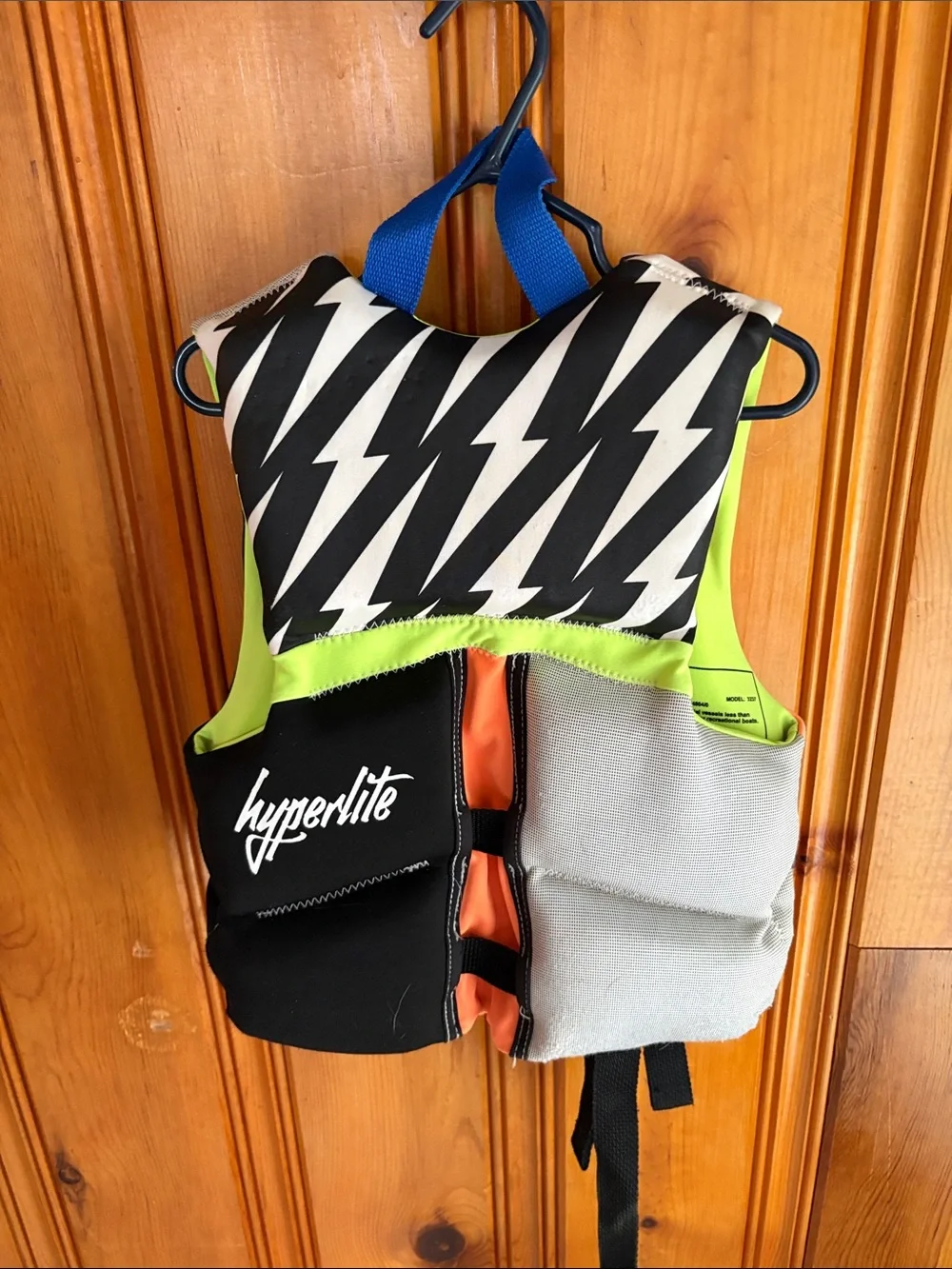 Hyperlite Kids Life Vest - Neon Green/Orange/Blue